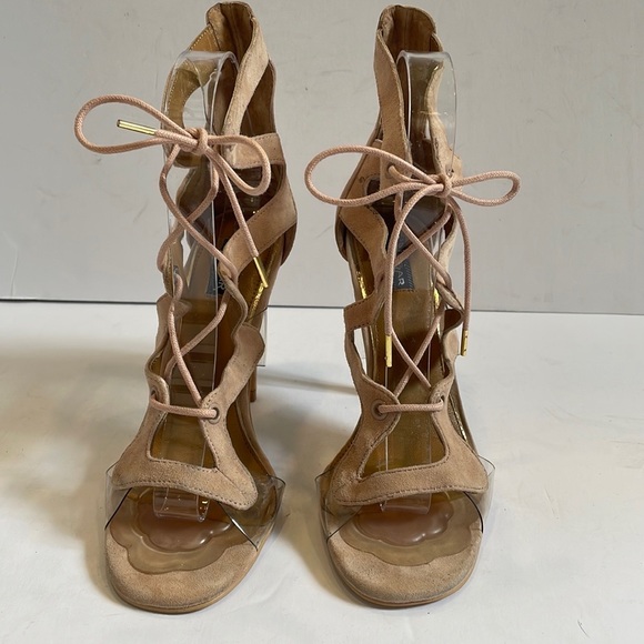 JAGGAR Lace Up Genuine Suede Strappy Stilettos Heel Sandals size 37 - Picture 2 of 8